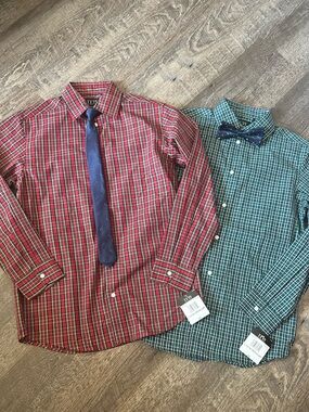 TFW Christmas Boys Long Sleeve Shirt +‎ Tie Set (Set of 2)-Size Large (14/16)